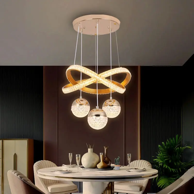 Kristal Lampu Gantung Remote Led 3 Warna Minimalis Mewah Chandelier Ruang Tamu Bar Restoran Kamar Tidur Lampu Gantung 6