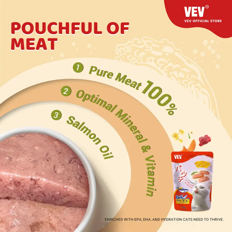 COUCOU VEV Wet Food Premium Pouch 75gr ( Makanan Kucing Basah) | Keseimbangan nutrisi | Diimpor dari Jepang 7