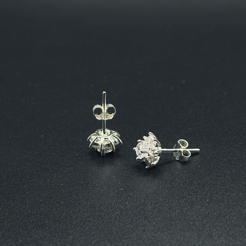 Khuyên tai hoa 8 cánh đính đá lấp lánh chất liệu bạc 925 Hiphinh Jewelry HJ06 5