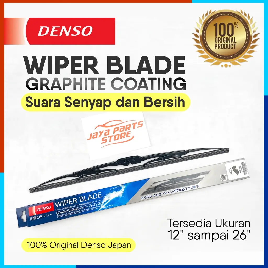 Wiper Kaca Mobil Graphite Coating Original DENSO JAPAN - Wiper Blade dan Wiper Karet dengan Gagang Besi untuk Avanza, Xenia, Calya, Sigra, Agya, Ayla All New, dan Mobil Toyota Agya Daihatsu Ayla