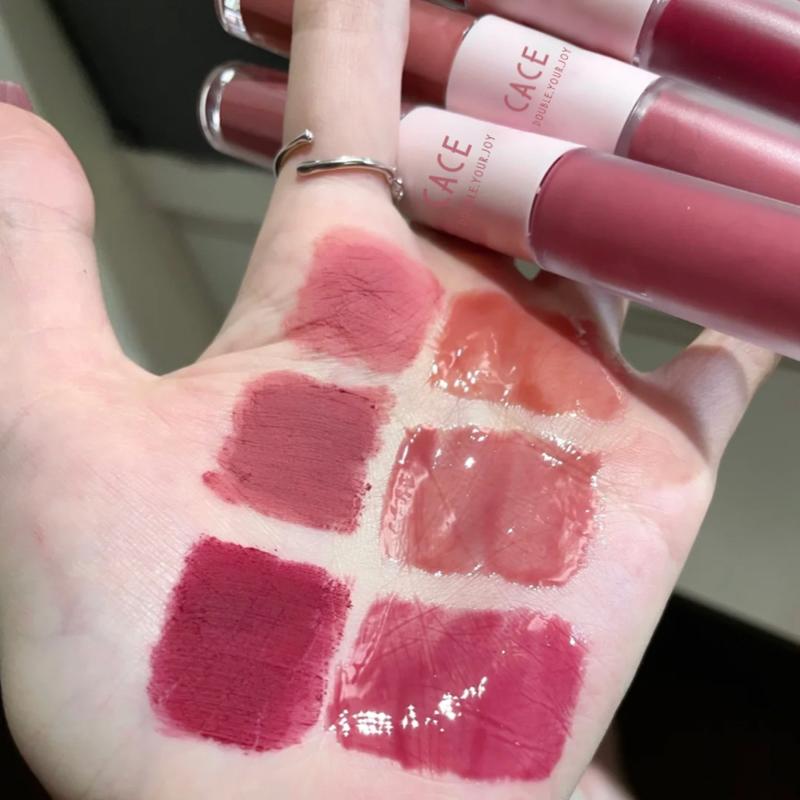 Son Bóng Dạng Lỏng Tráng Gương, Hai Đầu, Lớp Hoàn Thiện Lì Dưỡng Ẩm, Không Phai Màu, Có Thể Dùng Mà Không Cần Trang Điểm, 2 Trong 1 0