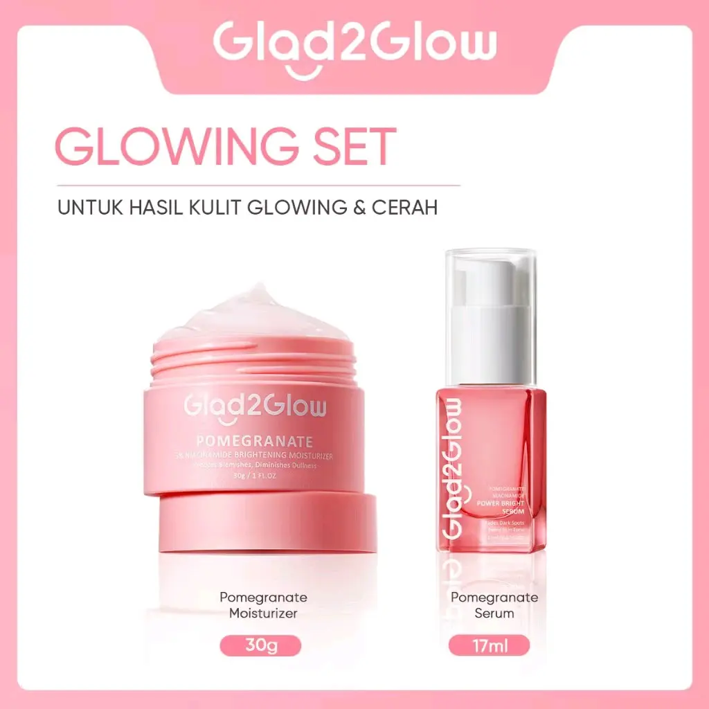 [BUNDLING 2 PCS] GLAD2GLOW POMEGRANATE MOISTURIZER DAN SERUM POMEGRANATE
