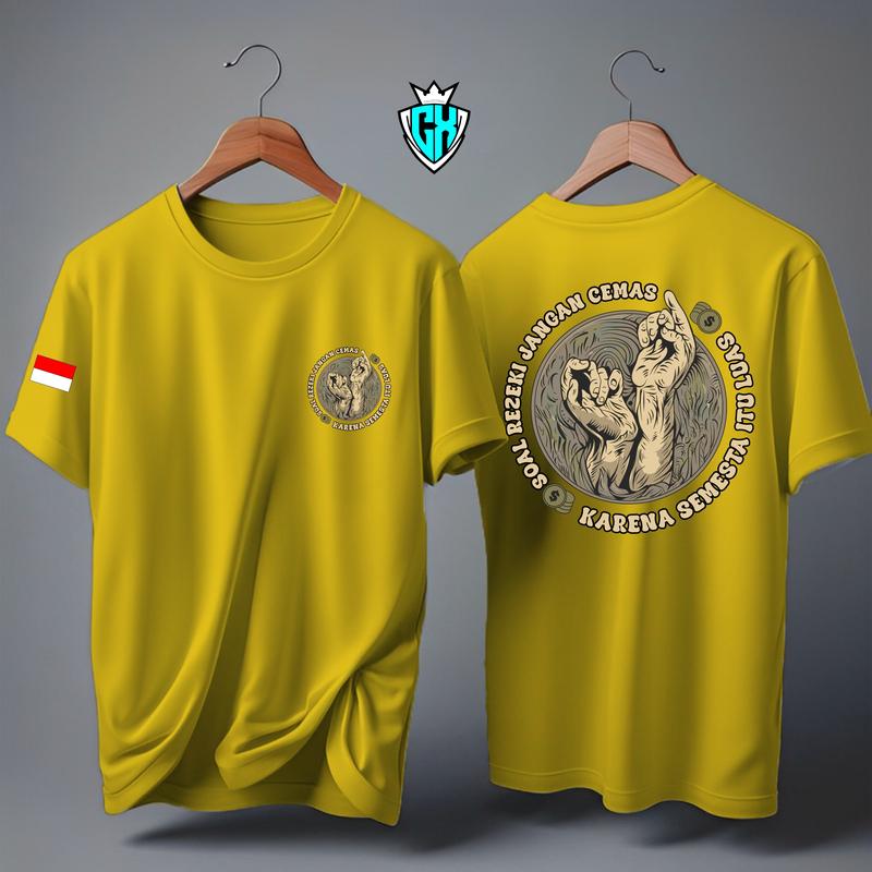KAOS ATASAN SOAL REZEKI JANGAN CEMAS KARENA SEMESTA ITU LUAS BENDERA/KAOS LENGAN PENDEK/KAOS POLOS Oblong Combed Dewasa 2
