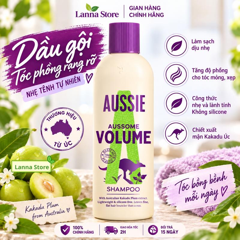 【NHẬP KHẨU ÚC】Dầu Gội & Dầu Xả Aussie Miracle Moist | Aussome Volume 300ml Dưỡng Ẩm, Phục Hồi Tóc