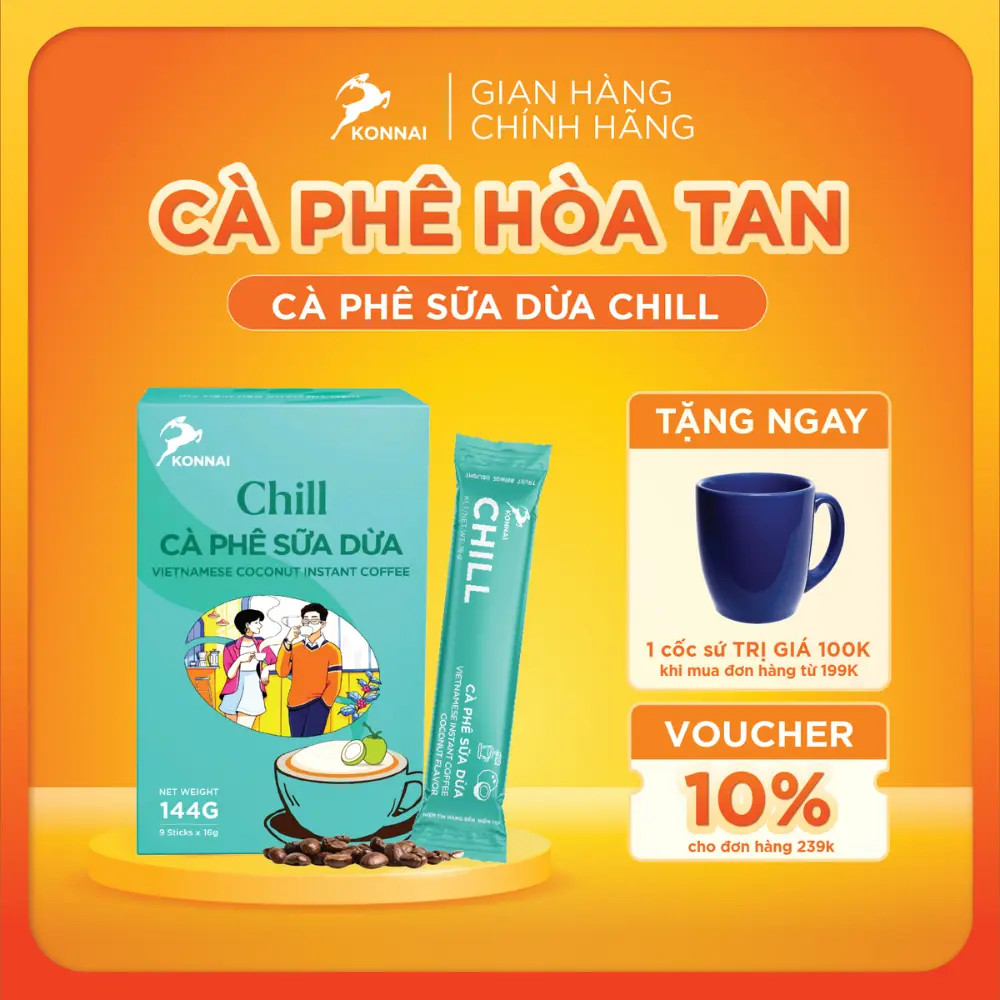 Cà phê hòa tan sữa dừa Konnai Coffee