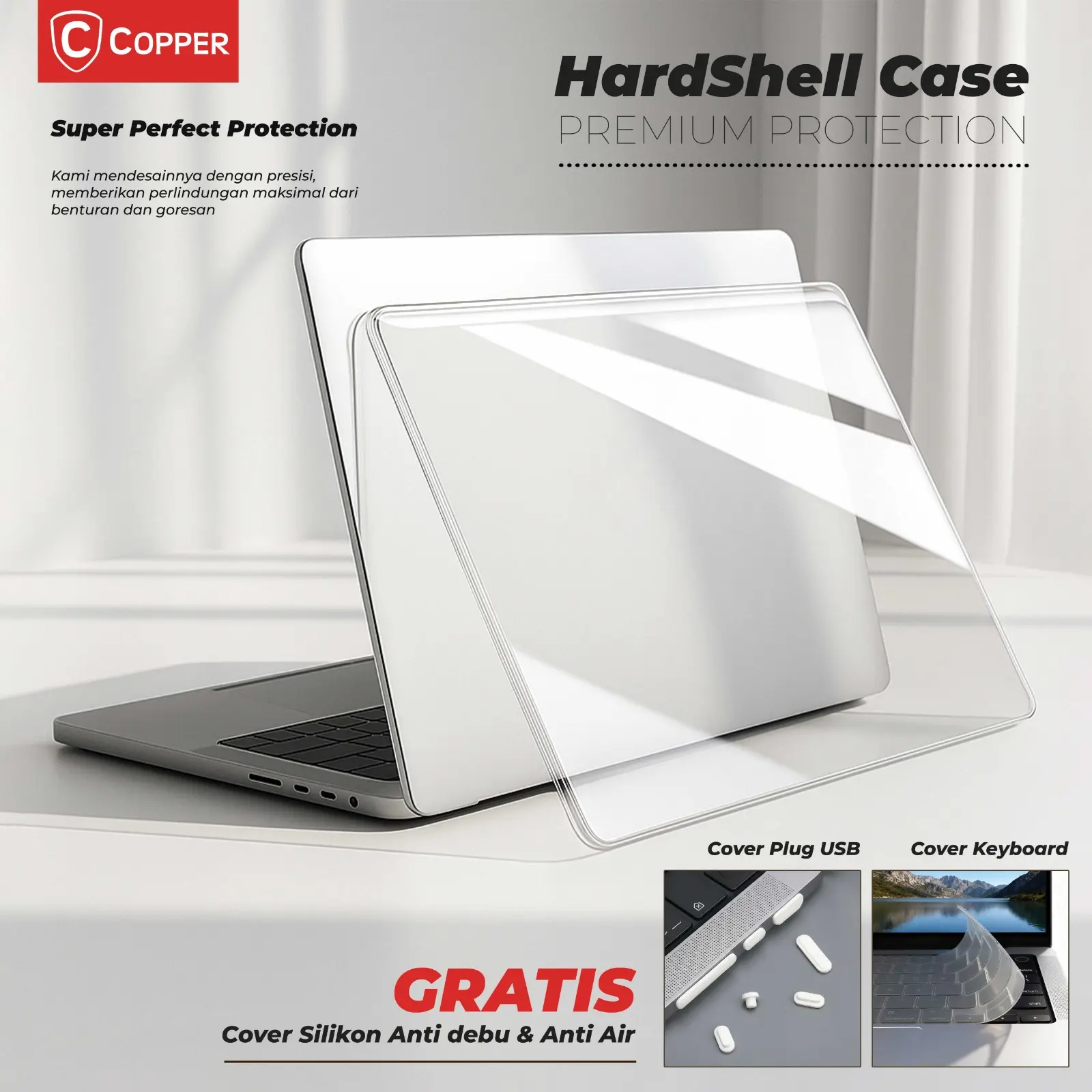 COPPER Hard-Shell Crystal Case - kompatibel for MacBook Neo / Air / Pro - M1 / M2 / M3 / M4 / M5 / Max - 2026 / 2025 / 2024 / 2023 / 2022 / 2021 / 2020 / 2019 / 2018 / 2017 / 2016 – 13 / 13,3 / 13,6 / 14 / 15 / 15,6 / 16 inch