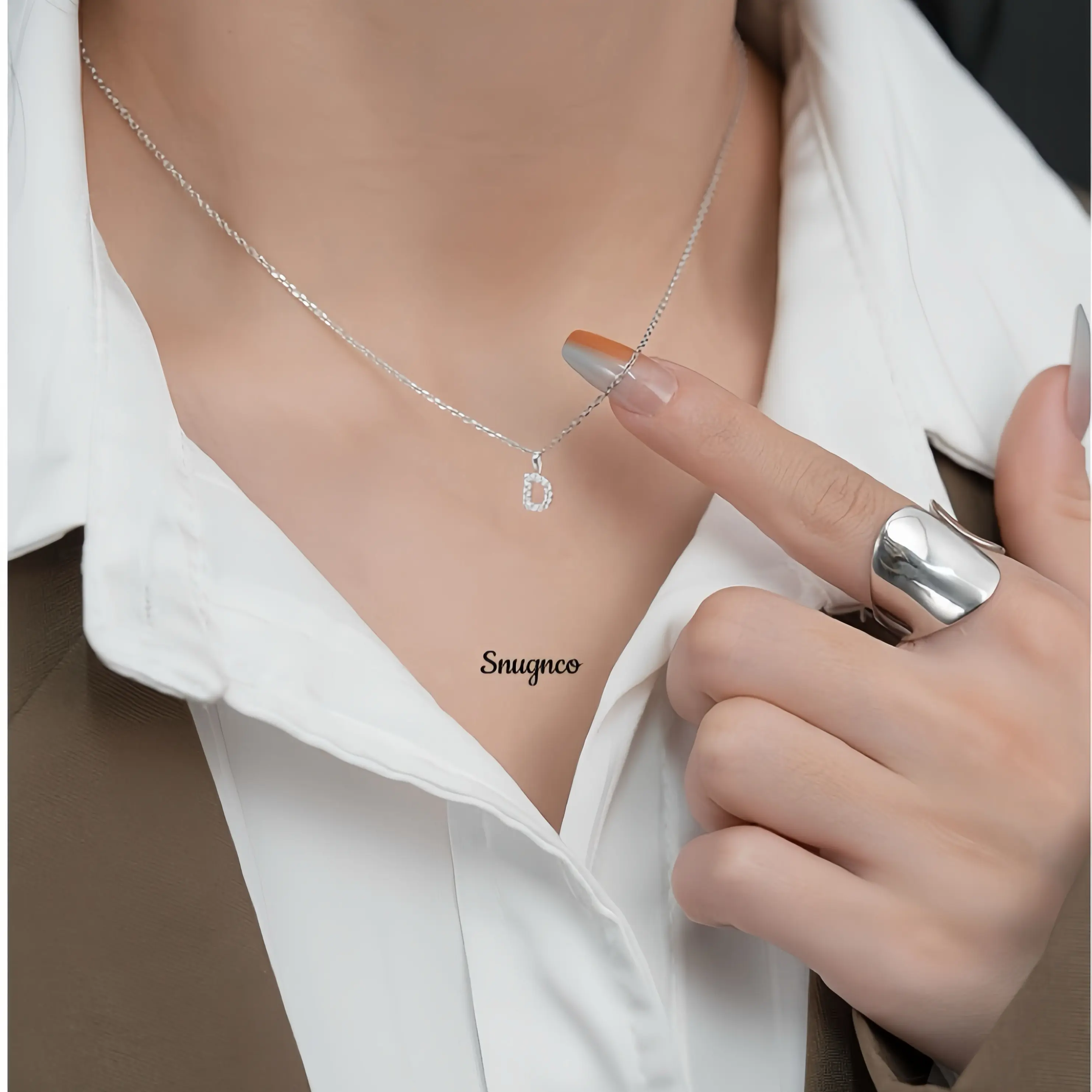 Snug&Co • WARNA SILVER S925 Micro Initial Letter Necklace Kalung huruf kecil 6mm