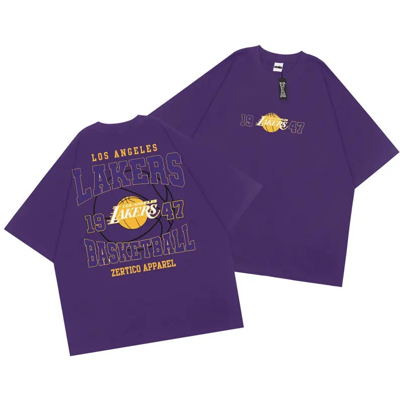 Zertico Kaos Distro LAKERS 1947 UNGU Pria Wanita Cotton Combed 30s 0