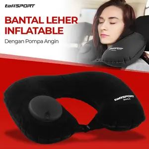 Bantal Leher Mobil Travel Inflatable Neck Pillow U-Shaped Bed Kain Car