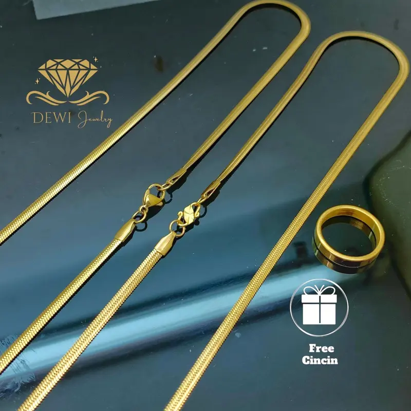 Kalung Titanium Motif Belut Pipih Untuk Pria dan Wanita 0