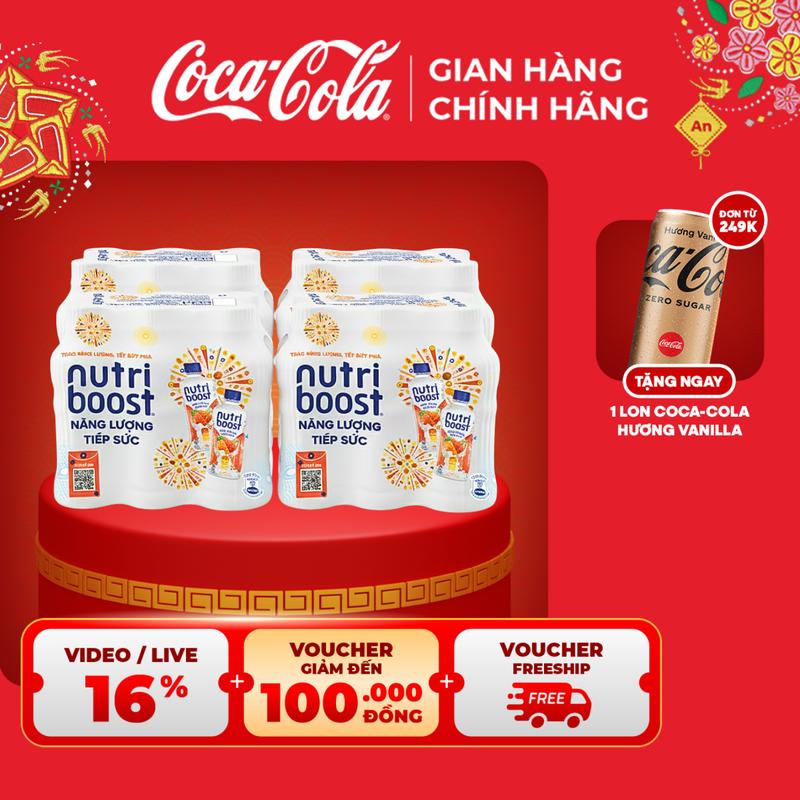  Lốc 24 Chai Thực Phẩm Bổ Sung Nước uống sữa trái cây Nutriboost hương cam  297ml chai  Sale 25.12 Coca-Cola Beverages VN_TT 