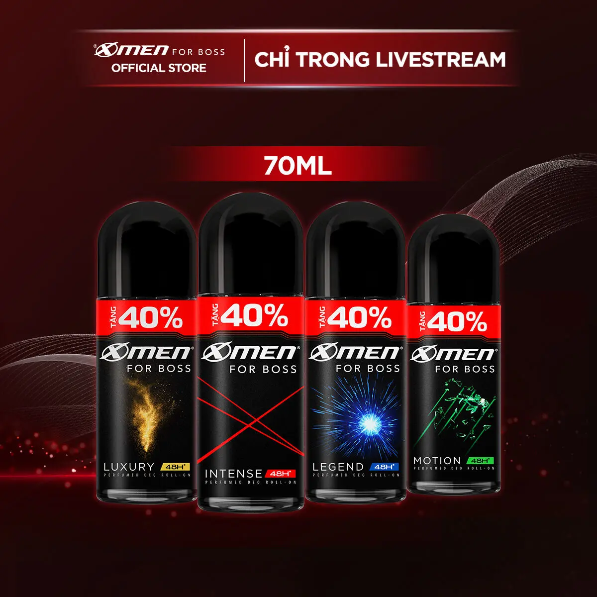 [TĂNG 40% DUNG TÍCH] Lăn khử mùi X-Men For Boss Intense/ Luxury/ Legend/ Motion 70ml - Hương nước hoa châu Âu