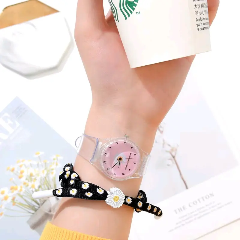 JAM TANGAN MOTIF BUNGA TRANSPARAN 3