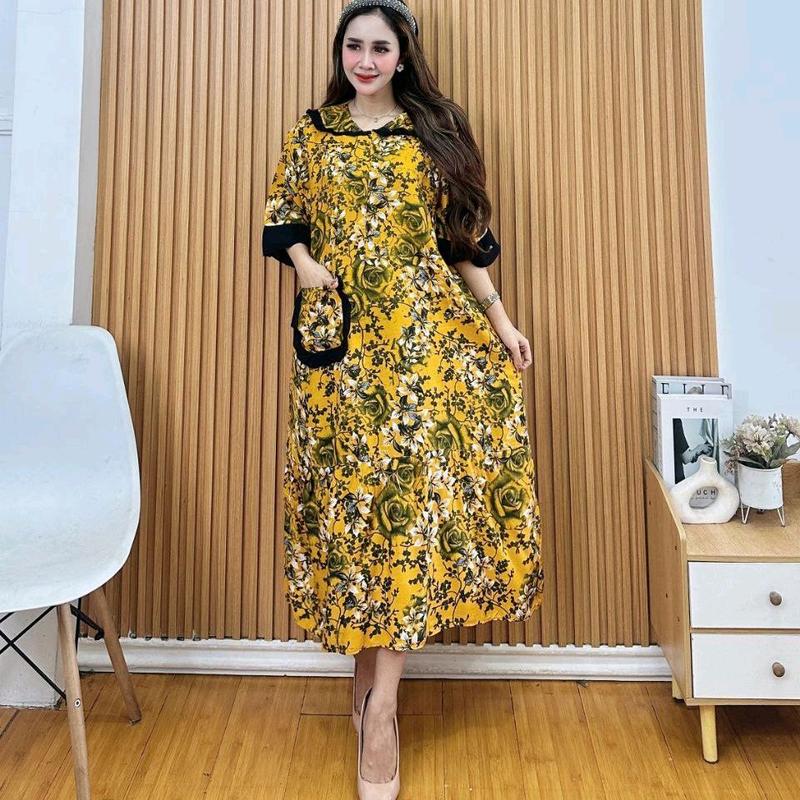Dres Ledy Terbaru Bahan Rayon Premium Busui LD120 - Rempel Bawah - Midi, Dewasa, Bumil, Casual, Panjang, Baju, Motif, Atasan, Katun, Wanita 6
