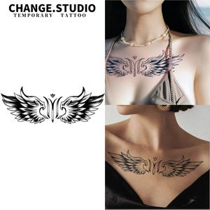 รอยสักชั่วคราว ดีไซน์ปีกนางฟ้า Shen Man สไตล์เดียวกัน ติดทนนาน 15 วัน กันน้ำ ทนต่อการสึกหรอ สติ๊กเกอร์รอยสัก