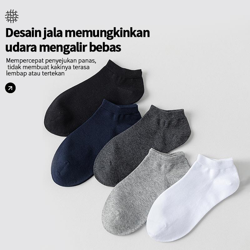 ECOISM Kaos Kaki Pria Harian & Olahraga Katun Adem Anti Bau Nyaman Dipakai Seharian (5 Pasang) | Kaos Kaki Cowok Dewasa Kerja