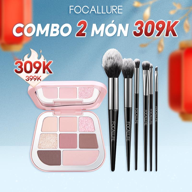 FOCALLURE Combo Bảng Phấn Mắt và Bộ cọ 6 cây tôn lên nét đẹp khuôn mặt