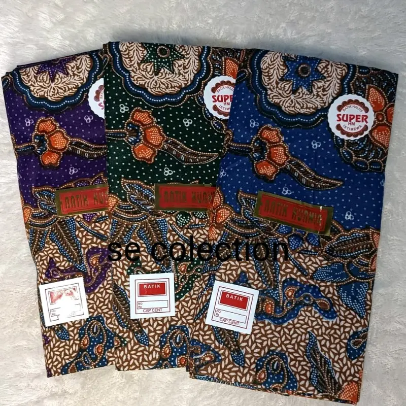 Paket Hemat Isi 3 PCS Sarung Batik Pasca Ibu Melahirkan Cap Kurnia Motif random Wanita Pria Dewasa Seragam Muslim Pekalongan polieater Hitam Santri cowok Bunga 1