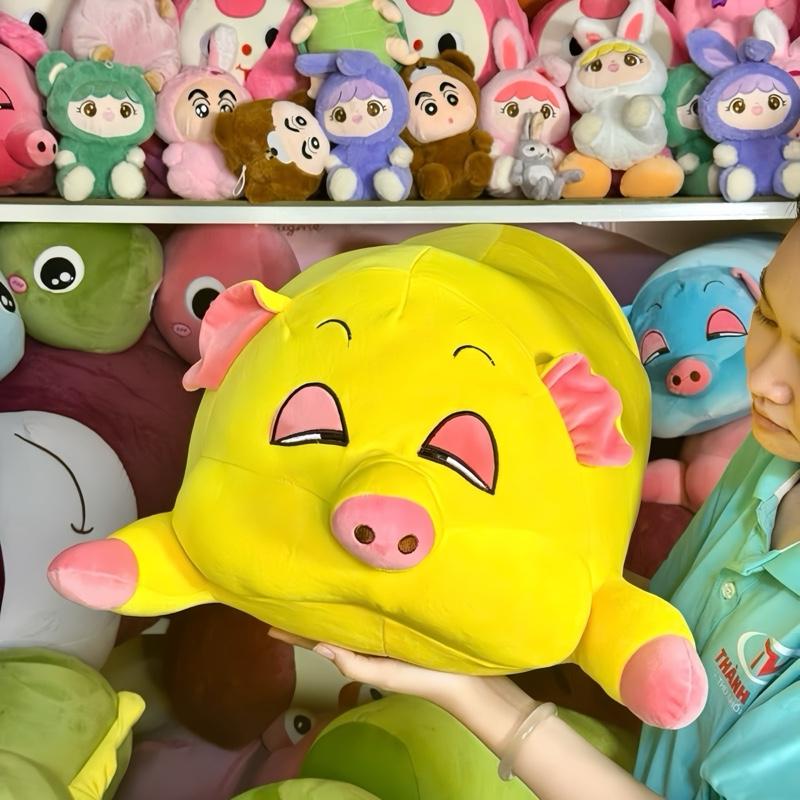  Gấu Bông Heo Mắt Híp 1m1 Màu Vàng Siêu Cute Vải Miniso Mềm Mịn Thú Nhồi Bông Đồ Chơi Thú Bông 