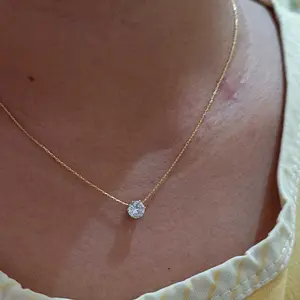Kalung Titanium Wanita dengan Liontin Berlian Anti Karat & Tidak Pudar Hypoallergenic Desain Minimalis Korea Cocok untuk Sehari-hari AS03