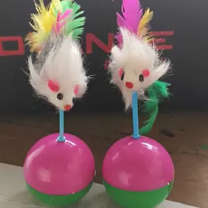Mainan Kucing Bola Plastik Tikus Goyang Mainan Hewan Peliharaan Kucing Anjing Rattle Pet Toys Dog Cat Tumbler Mouse Swing Spring Mainan Per Kucing Bulu Goyang