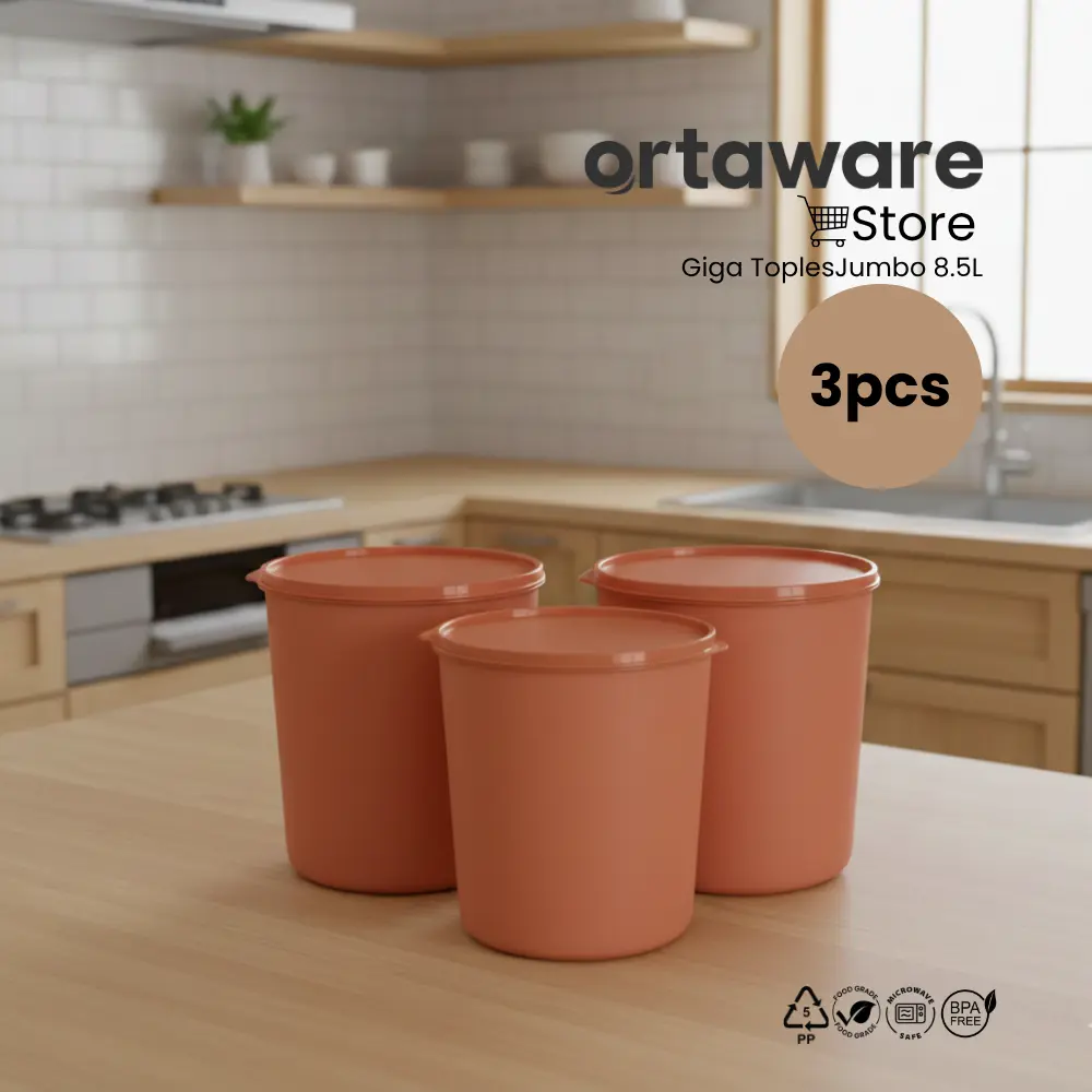[3PCS] Ortaware Store Toples Jumbo Gentong Giga 8,5L Kedap Udara BPA Free 3PCS untuk Penyimpanan Makanan Segar dan Aman