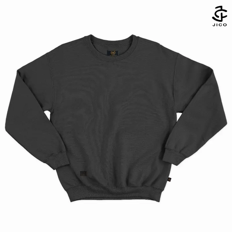 Sweater Crewneck Basic Polos Unisex Bahan Fleece Size M - XXL Warna Hitam Terbaru 0
