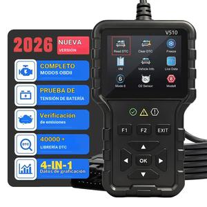 Escáner OBD2 V510 con prueba de batería, herramienta de diagnóstico automotriz para la luz del motor y lector de códigos de falla, compatible con todos los vehículos OBD-II desde 1996