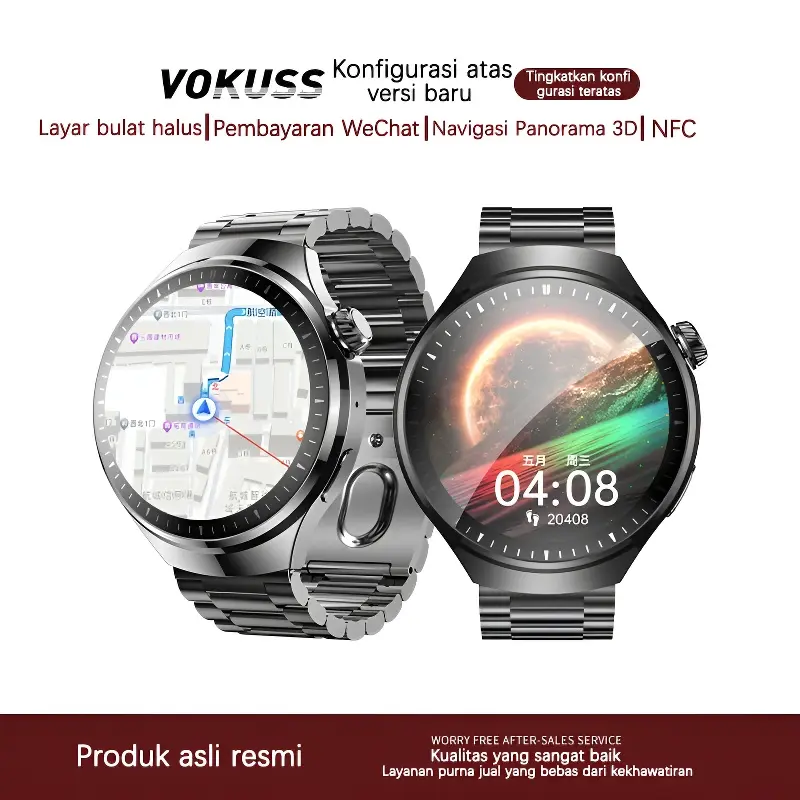 VOKUSS G6 Pro COD Smartwatch Cover Lock Compass Bluetooth Call Smart Watch Heart Rate&Blood Hitam Pengisi Daya Nirkabel*1 Tali*3