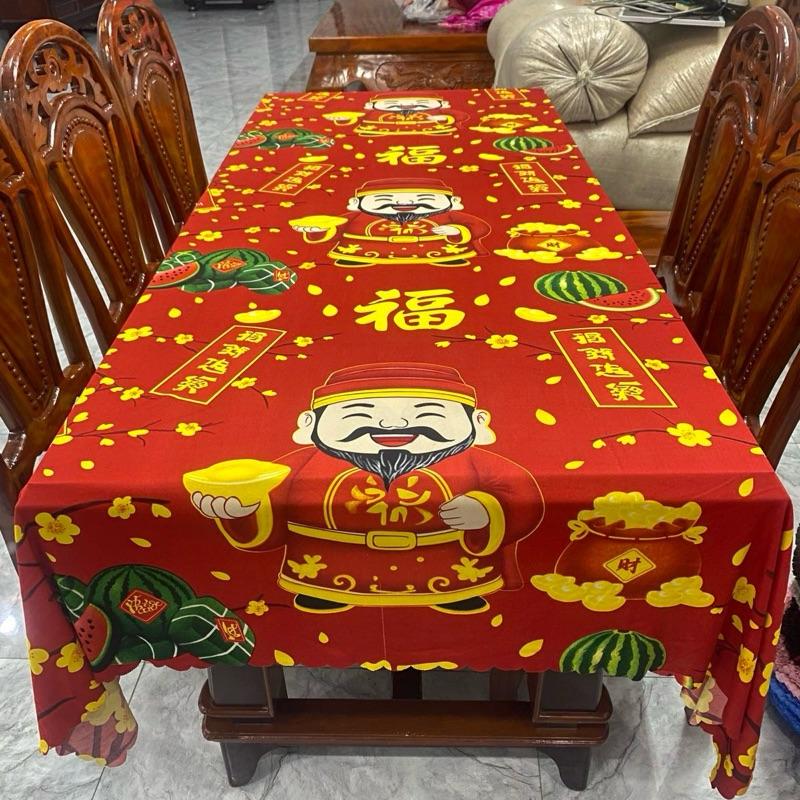  Khăn trải bàn tết đoàn viên th bàn dài và bàn tròn  bàn dài khổ 1m6x2m4  bàn tròn 1m6 cán vuôngaanf tài 
