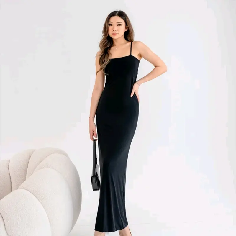 MAXI LONG DRESS PARTY KOREAN STYLE BODYCON TERLARIS // TANKTOP Wanita MAXI DRESS BODY FIT navy xl