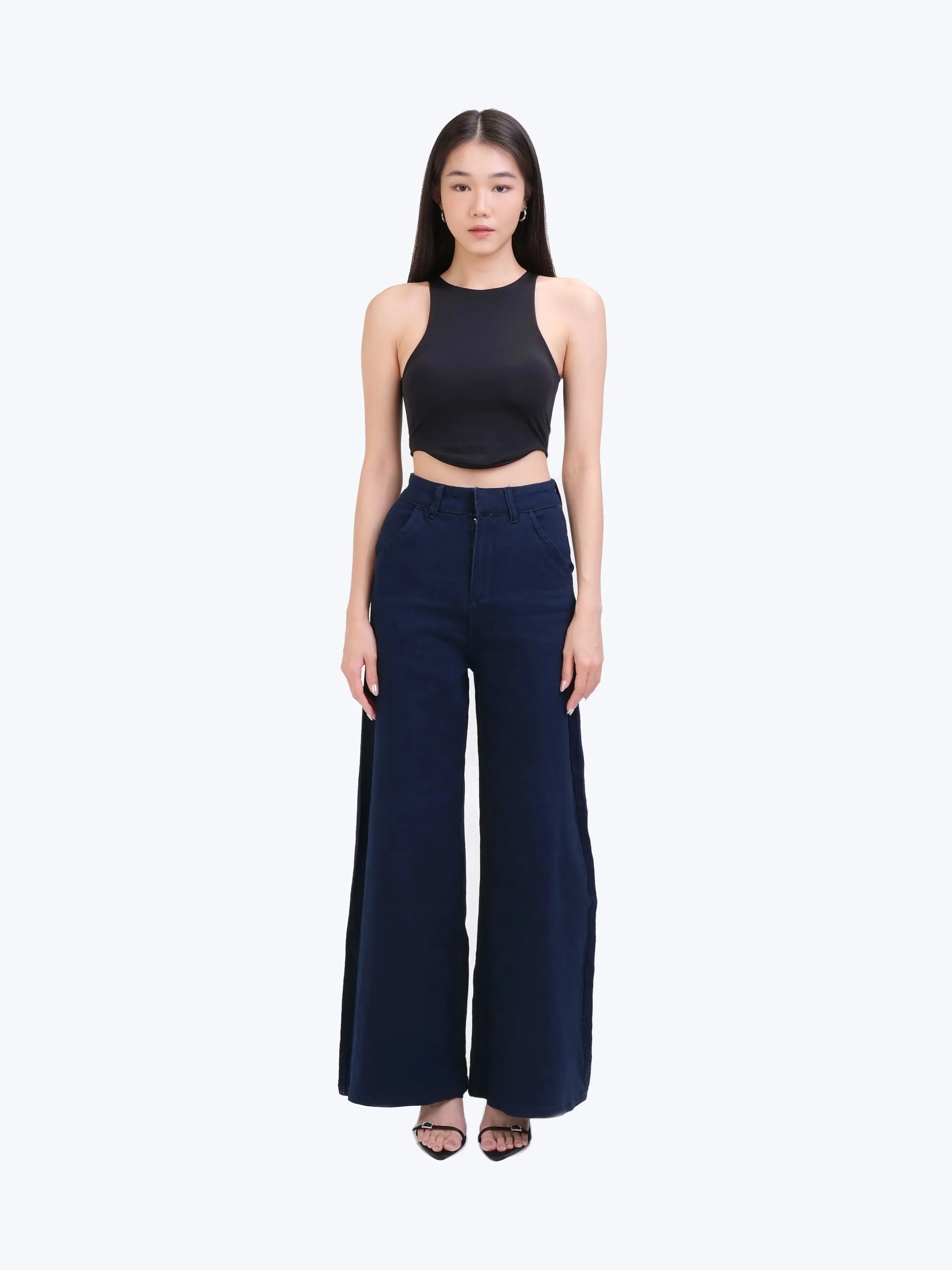 Lovelight The Label Kendall Wide Leg Denim Trousers (Dark)