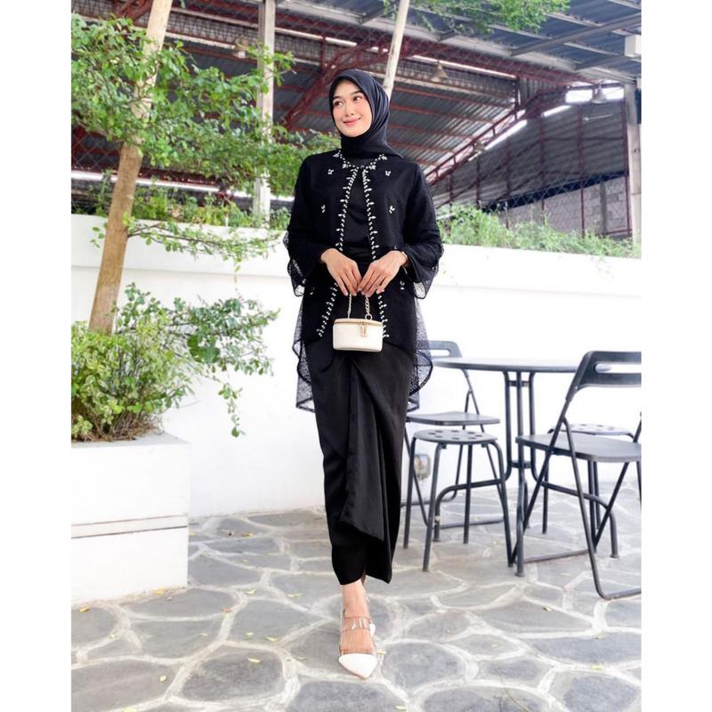 Ori Termurah Oneset Clarisa Outer Brokat Premium - Outfit Kondangan Rok Lilit 1