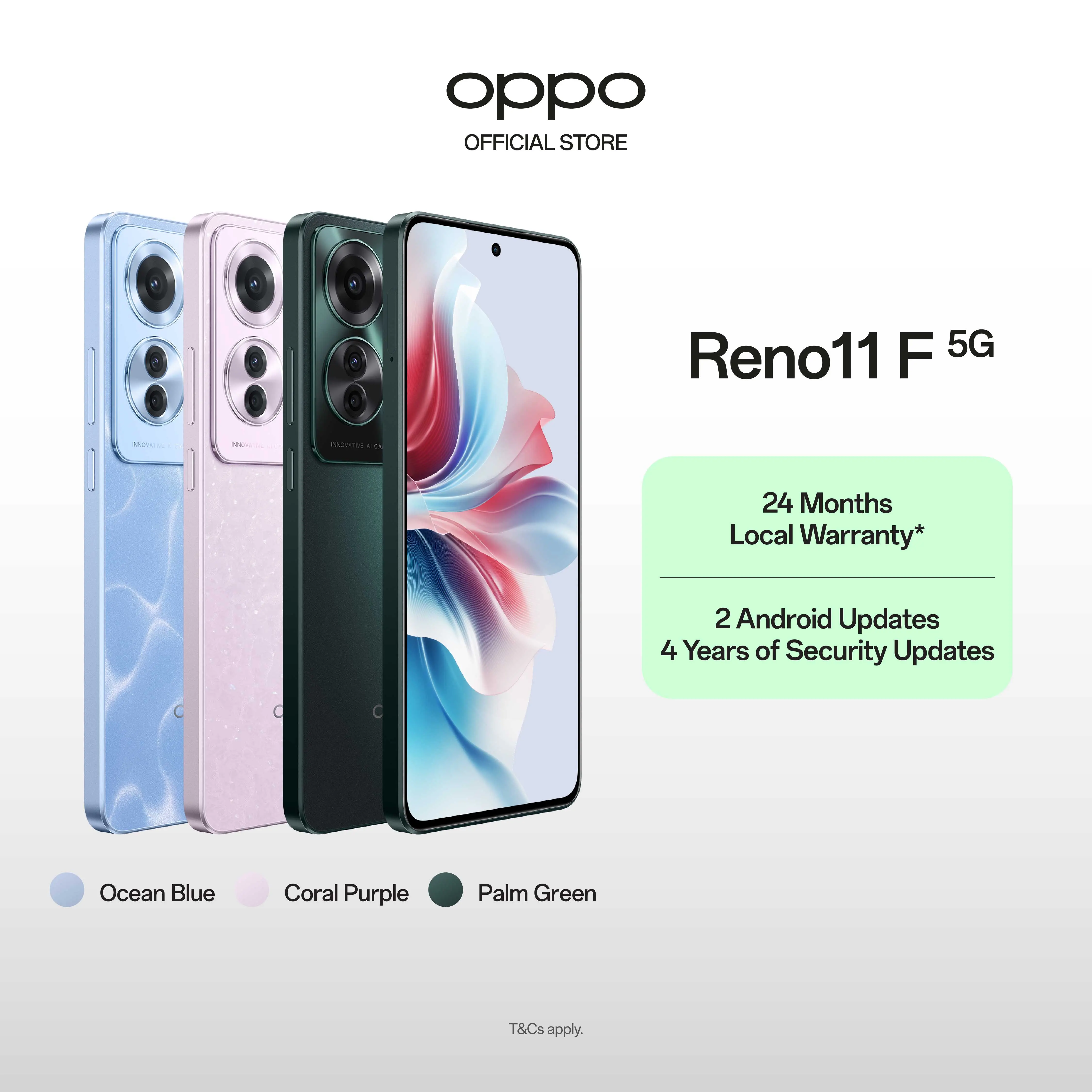 OPPO Reno11 F 5G 16(8+8GB) + 256GB / 64MP Ultra-Clear Triple Camera / 67W SUPERVOOC / IP65 Water & Dust Rating / 2 Years Local Warranty Smartphone Durable