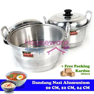 Panci Dandang Steamer Kukus / Langseng + Saringan Global Eagle - 20 CM / 22 CM / 24 CM