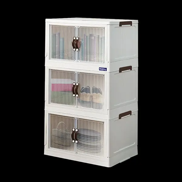 Locker box Nacase Polibox Napolly Rak Susun 3 - POLIBOX PB-346 TP - Lemari Pakaian Nakas Meja Portable mainan Buku Alat Dapur Multifungsi Laci Kabinet Kantor tingkat plastik rakit box lipat serbaguna Kontainer Roda Storage Drawer Flip Transparan Minimalis