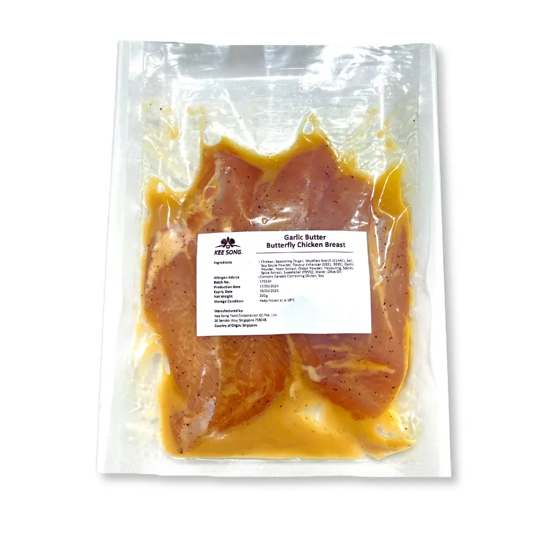 Frozen Garlic Butter Butterfly Chicken Breast – 220g [Non-Halal]