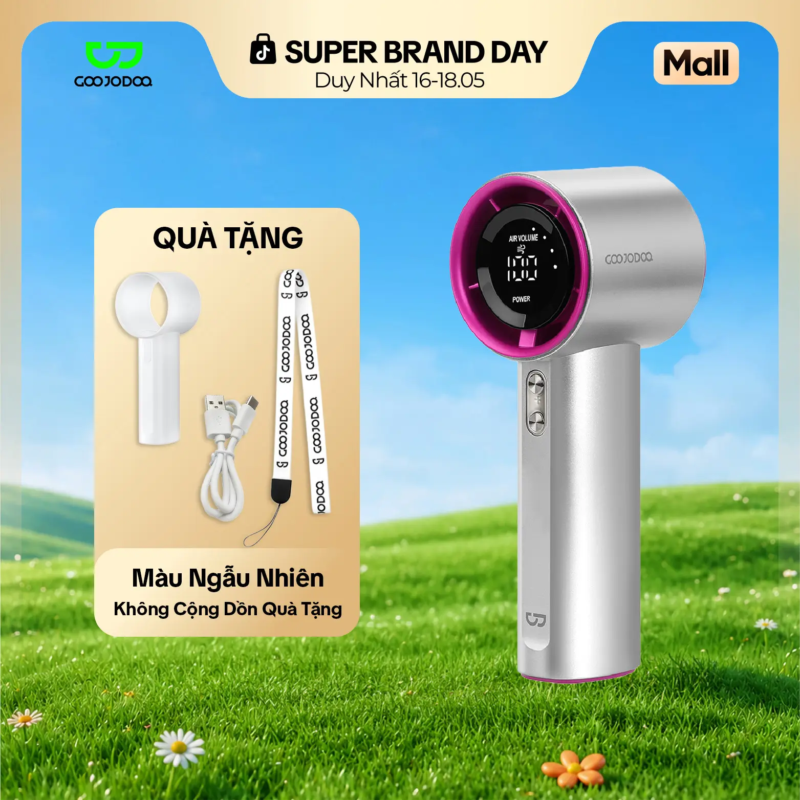 【GOOJODOQ x KOC】Quạt cầm tay tốc độ cao tặng ốp, 100 mức gió,  màn hình kỹ thuật số,  Sử Dụng 2-7h, Usb Mobile PHÙ HỢP LÀM QUÀ TẾT, QUÀ CHO NGƯỜI YÊU Phụ Kiện