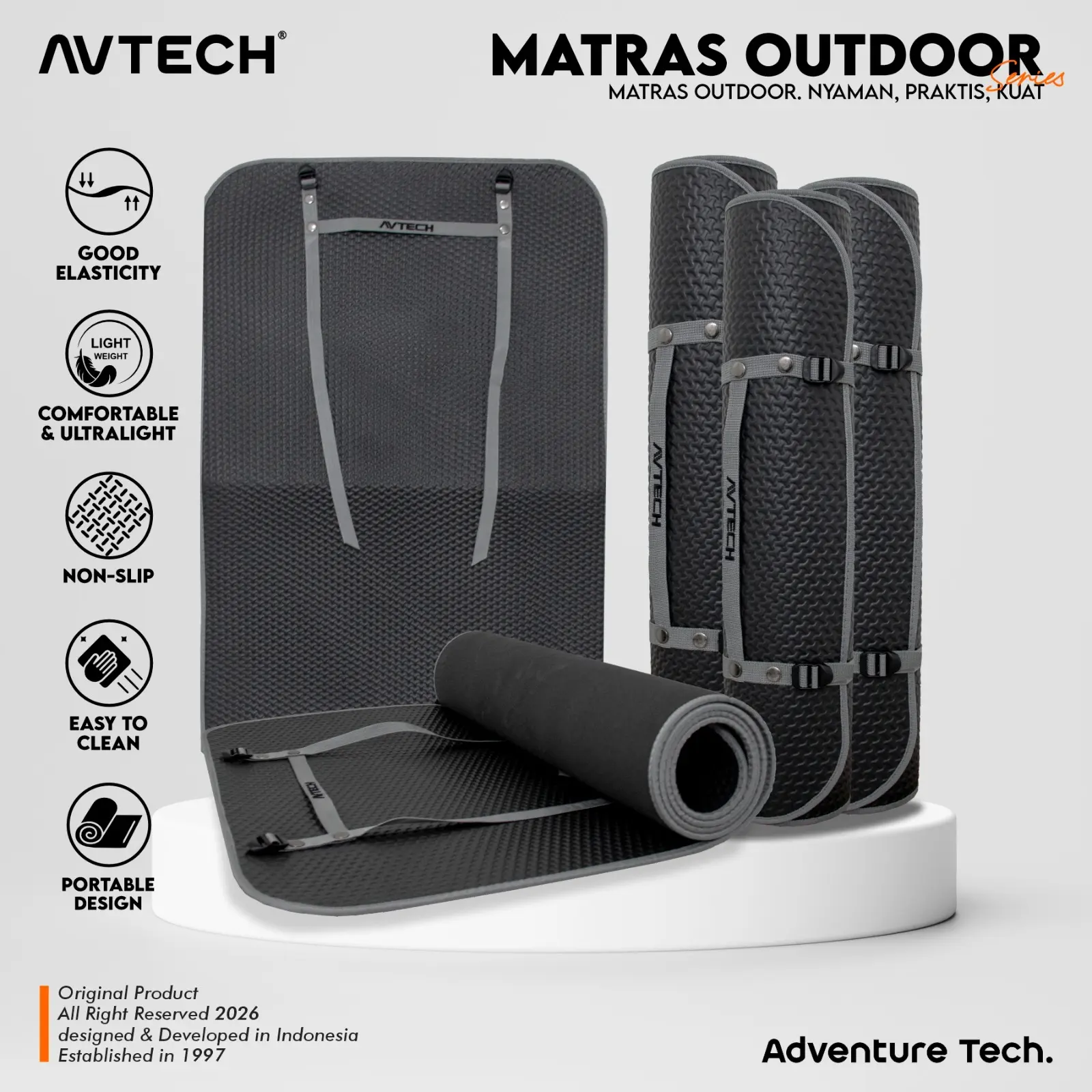 AVTECH - Matras Yoga Camping Gunung Hiking Outdoor Olahraga Busa Tebal 3 mm 5 mm - MATRAS