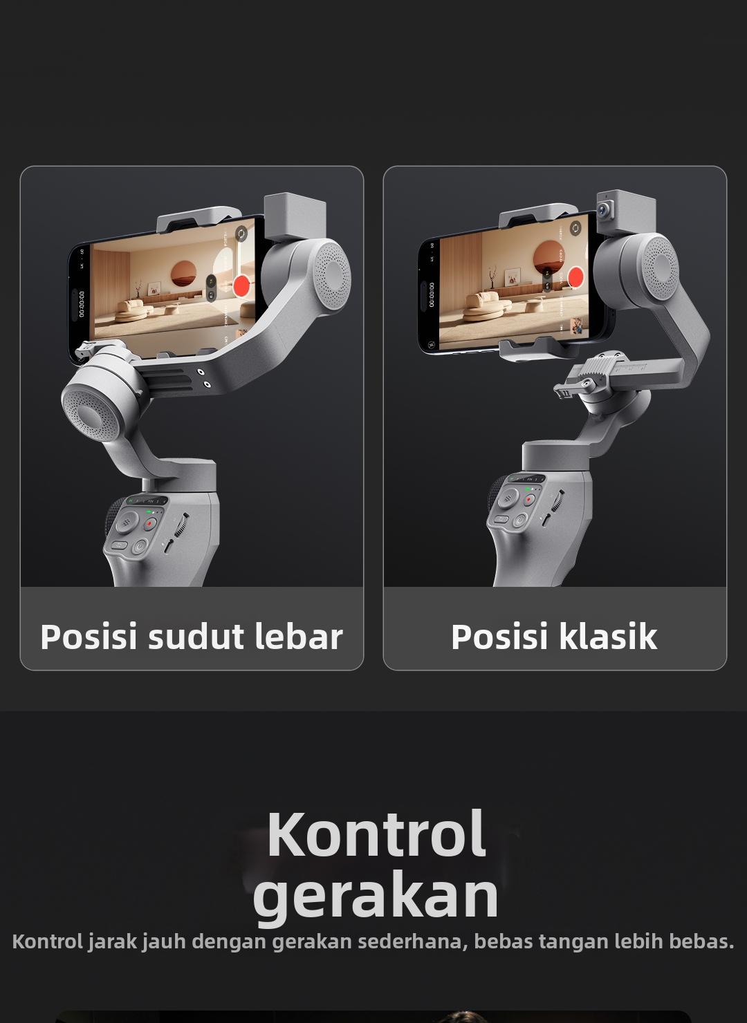 FUNSNAP Capture5 Gimbal Stabilizer HP 3 sumbu, AI Tracking Otomatis untuk Vlog & Live Streaming