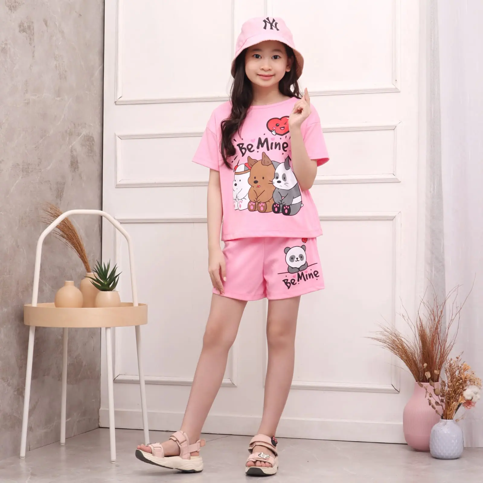 Baju Setelan Rumah Anak Perempuan 5-12 tahun Katun Celana Motif Fashion