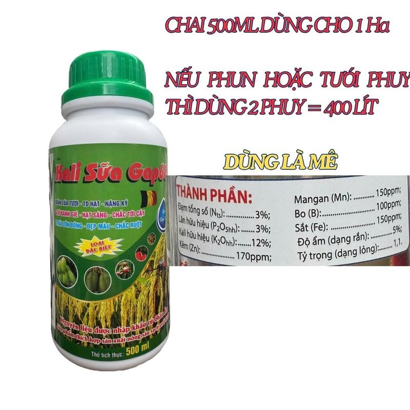  phân bón KALI SỮA GAP68 HŨU CƠ 500ML ĐẬM ĐẶC DÙNG 1 ha CAM KẾT CHẤT LƯỢNG DÙ LÀ MÊ 
