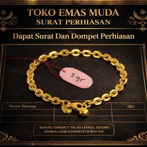 GELANG NURI BRACELETS PREMIUM PERHIASAN WANITA BERLAPIS EMAS MUDA DAPAT SURAT PEMBELIAN TOKO