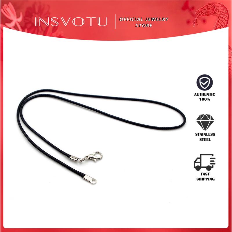 Dây da màu đen dây sáp dây xích dây sáp mặt dây chuyền Vòng Cổ thích hợp để tự làm móc khóa tôm hùm bằng thép không gỉ dây dây chuyền trang sức