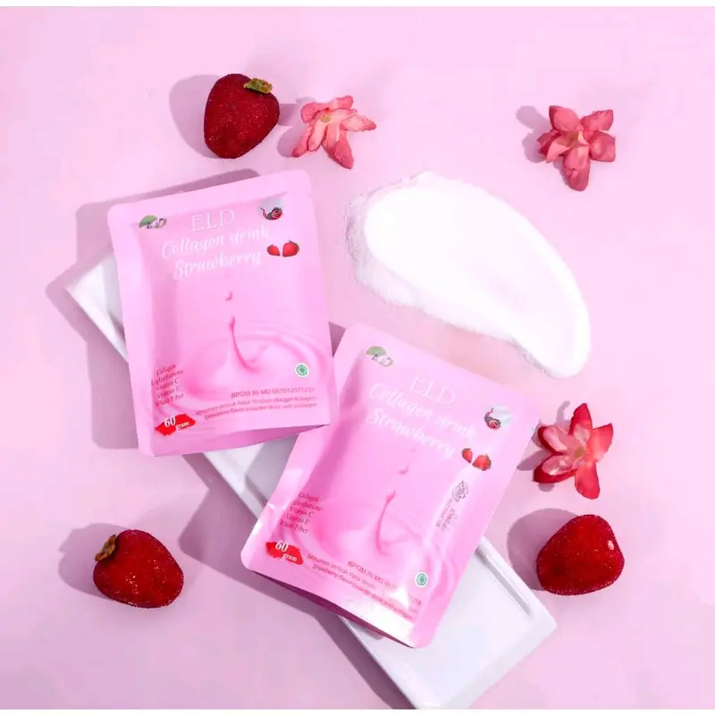 ELD Collagen Drink Strawberry Memutihkan dan Mencerahkan Kulit [60 Gram] minuman pemutih suplemen kulit 3
