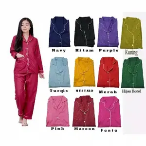PIYAMA PP  Motif SATIN EMBOS WANITA LENGAN PANJANG