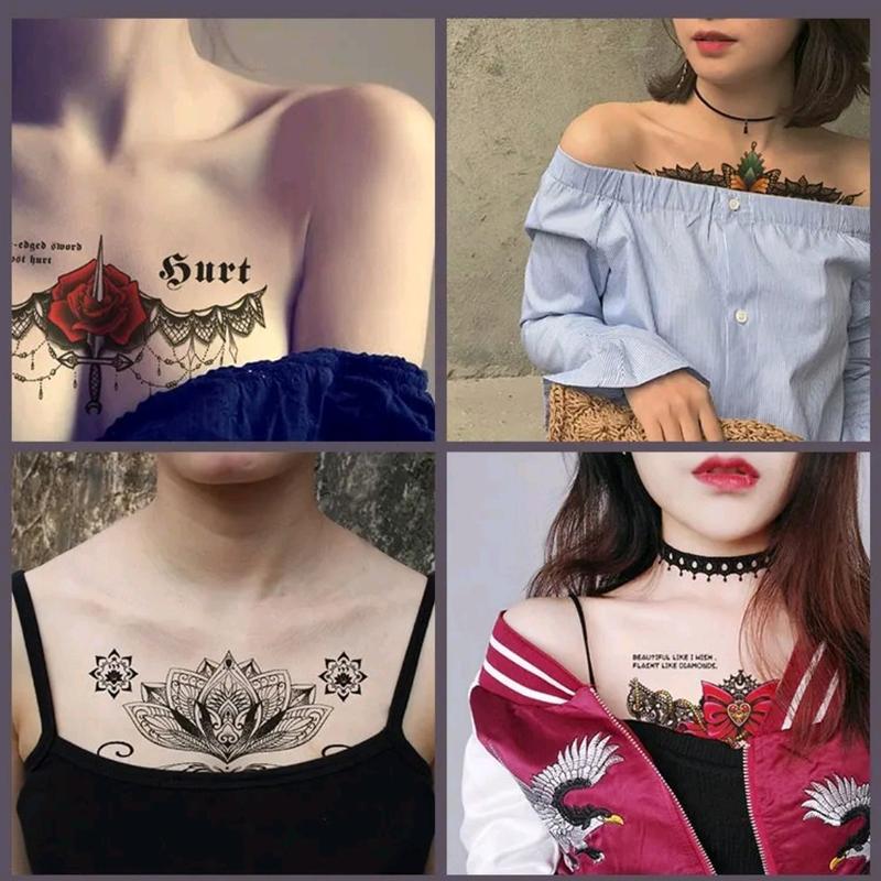 Zaril Stiker Tatto Temporary Tato Temporer Tahan Air Tahan Lama 2-7 Hari Seri BC-202 Wanita OWL Burung Hantu Besar Kering Tatto Punggung Perut Dada Tattoo Tubuh 5