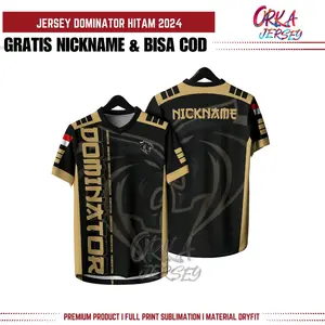 Jersey Freefire Dominators Hitam 2024 Premium terbaru gratis nickname Pakaian