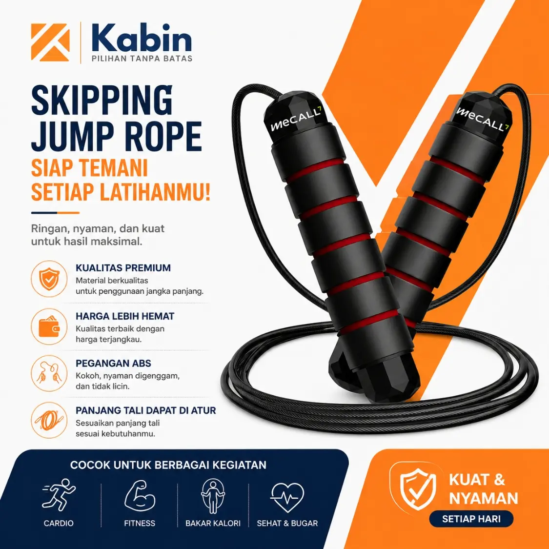 Skiping Olahraga Jump Rope Skipping Rope Premium Tali Skiping Lompat Skipping Olahraga Lompat Tali