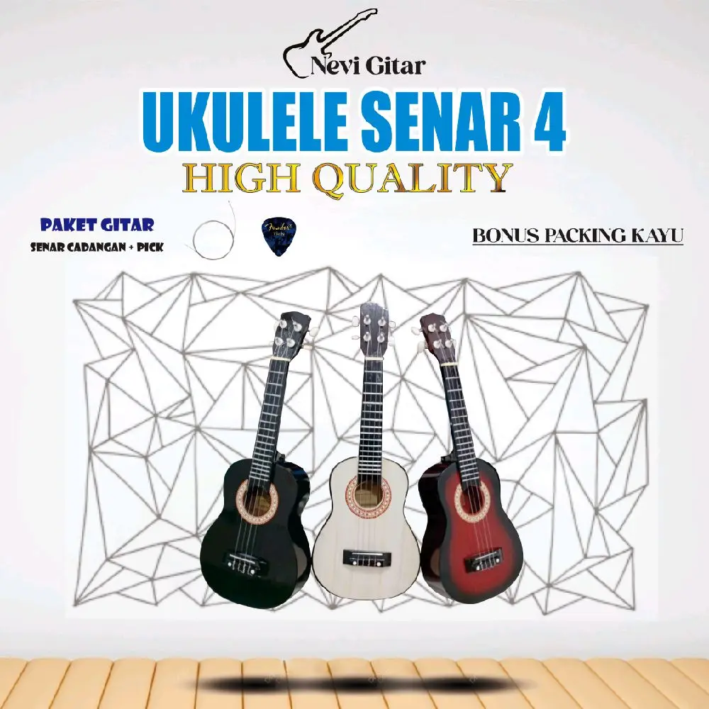 Alat Musik Ukulele Senar 4 Nylon Murah dengan Bonus Set Senar Cadangan dan Pick - Gitar